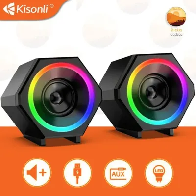 Kisonli l-6060 Haut parleurs gamer avec RGB speaker stéréo ordinateur PC USB 2.0