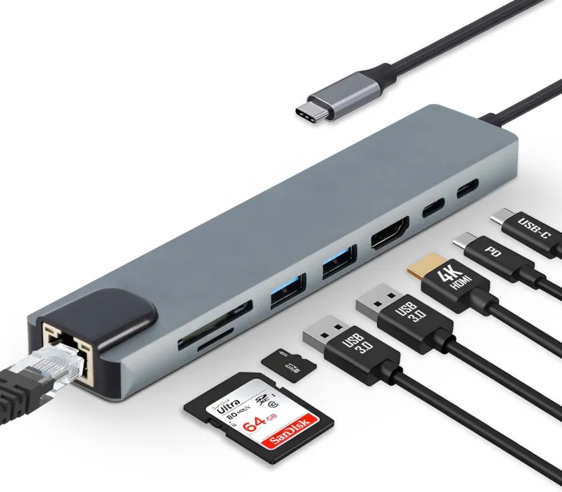 Hub USB-C, 8 en 1 (HDMI, Ethernet) Yoo Face
