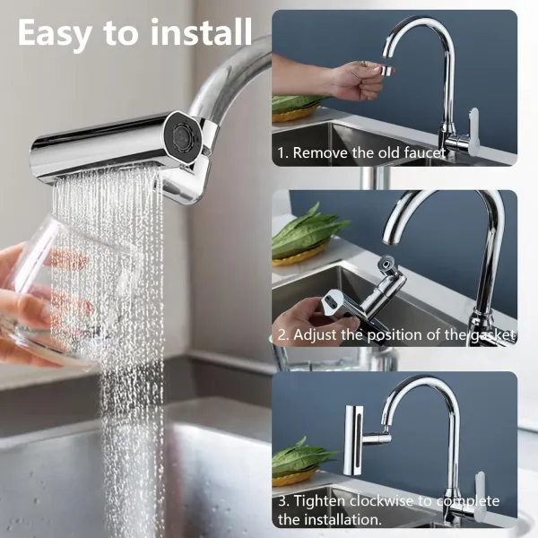 Robinet cuisine pivotant multifonctionnel économie d'eau