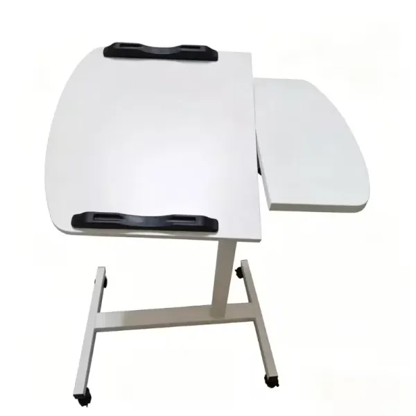 Table d’appoint sur roulettes réglable blanche | Jevando
