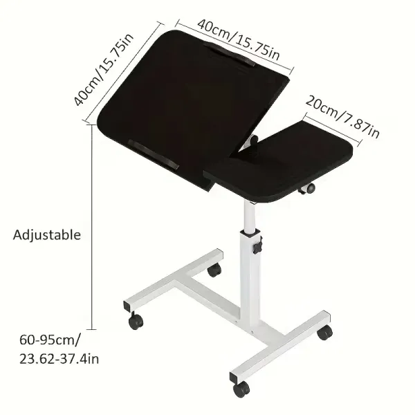 Table d’appoint sur roulettes réglable blanche | Jevando