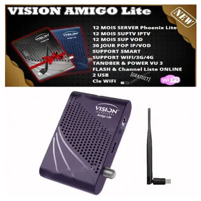Vision Amigo lite Récepteur Numérique support 3G/4G + Clé wifi - Bleu