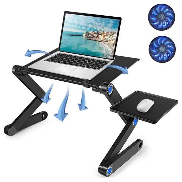 Table Ordinateur Portable Pliable Réglable 360° Ventilateurs Usb Refroidissement